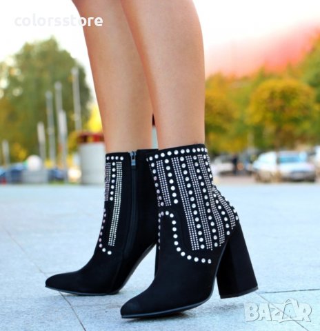 Боти на ток - черен велур - MT017