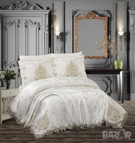 Луксозни покривки за легло с долен чаршаф и 4 калъфки, снимка 3 - Спално бельо - 42961157