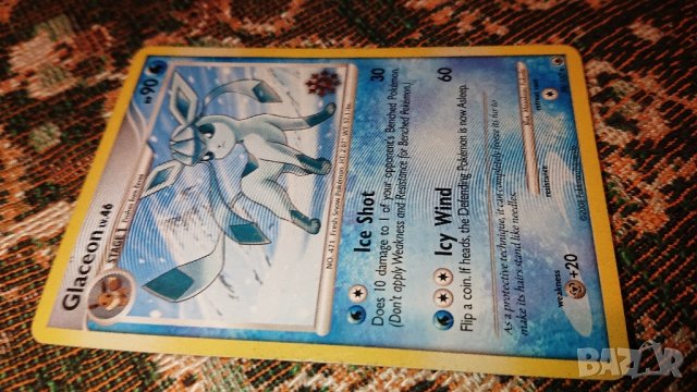Pokemon Glaceon 20/100 Холо печат Снежинка, снимка 4 - Колекции - 43911913