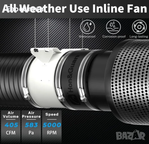 Канален вентилатор Hon&Guan PRO, 6 инча вграден канален вентилатор, снимка 6 - Други - 50812669
