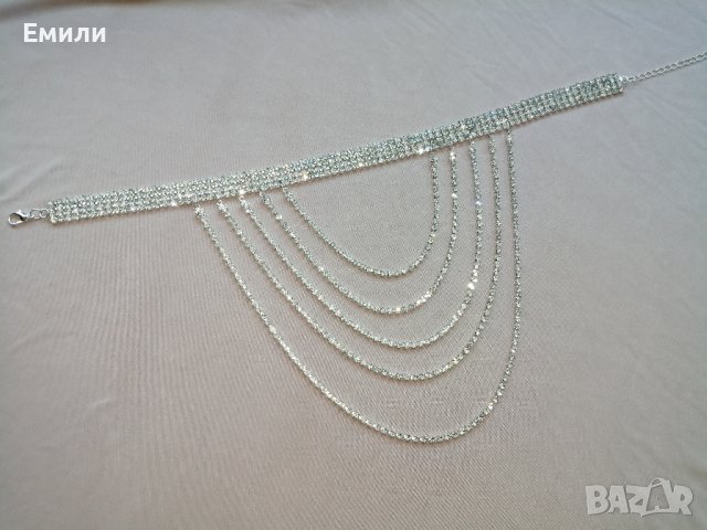 Чокър с кристали в сребрист цвят, снимка 7 - Колиета, медальони, синджири - 44087051