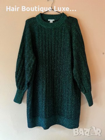 H&M Пуловер рокля S размер черно - зелен 💚🖤