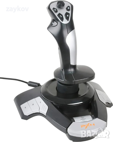 PXN F16 Жичен джойстик за полетен стик с функция за вибрация, 12 програмируеми бутона, 