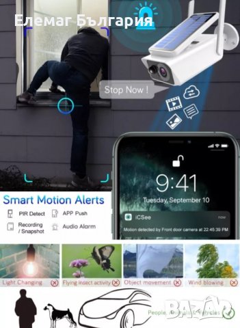  ПРОМО ЦЕНА СОЛАРНА КАМЕРА WIFI IP66 безжична външен монтаж, снимка 7 - Комплекти за видеонаблюдение - 37183328