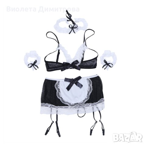 K701 Секси еротично бельо, еротичен комплект за секси камериерка, еротично бельо за прислужница, снимка 8 - Бельо - 39236285
