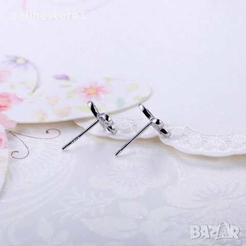 Сребърни Обеци Пеперуда Дуо - 925 печат сребро BA232, снимка 4 - Обеци - 28147937