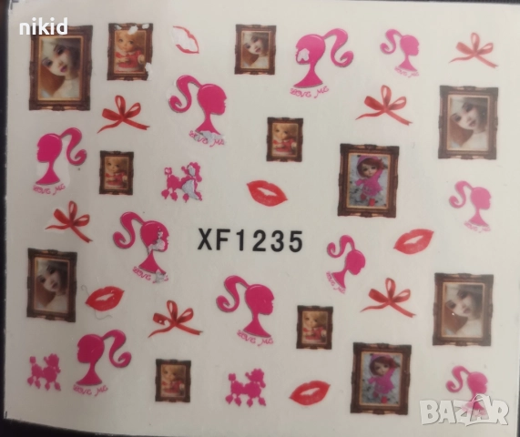 12 модела Барби татос ваденки слайдер водни стикери маникюр нокти, снимка 14 - Продукти за маникюр - 42991821