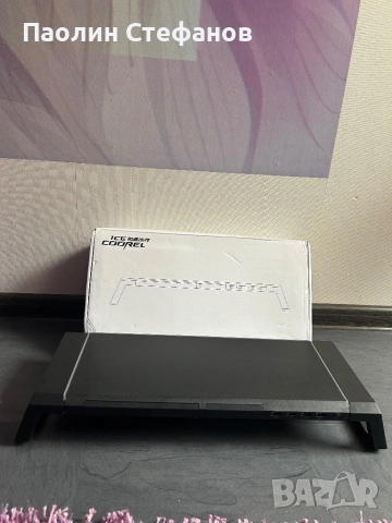 RGB стойка за монитор с 4 USB порта – регулируема, с чекмедже