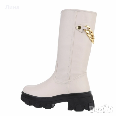 Дамски ботуши, еко кожа, БЕЖОВИ, снимка 1