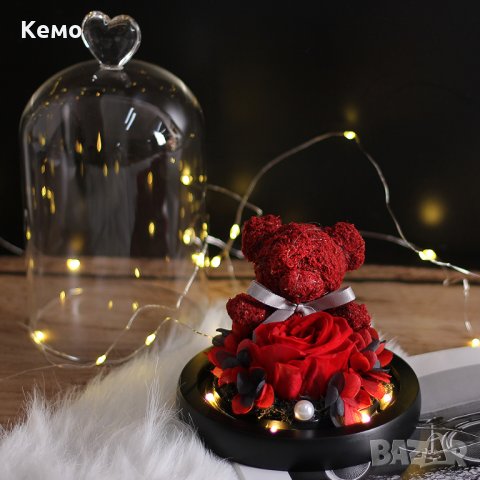 Меченце с вечна роза в стъкленица, снимка 6 - Декорация за дома - 27020274