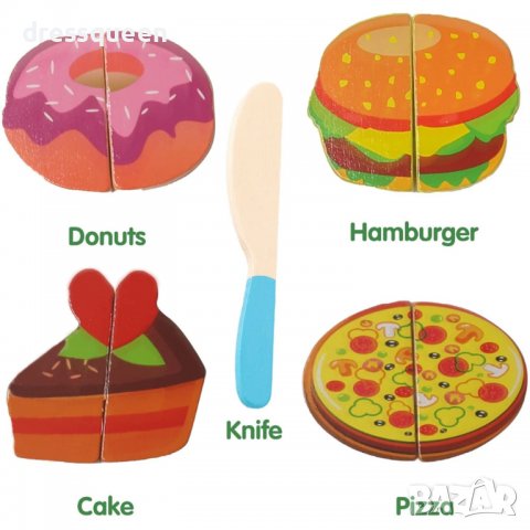 3581 Комплект дървени храни за рязане с нож и дъска, снимка 6 - Други - 37769832