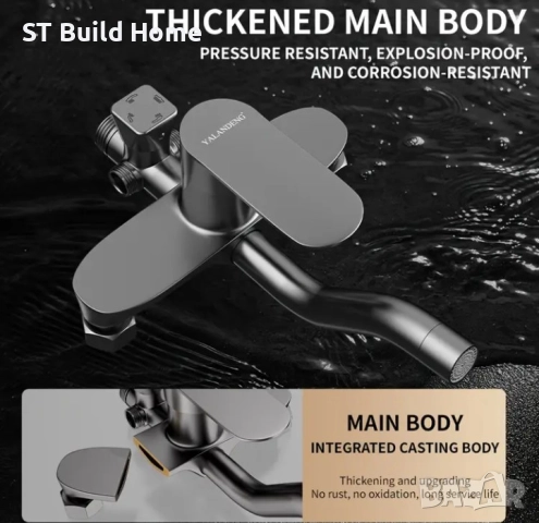 Луксозен сив душов комплект за баня, снимка 5 - Душове - 51487026