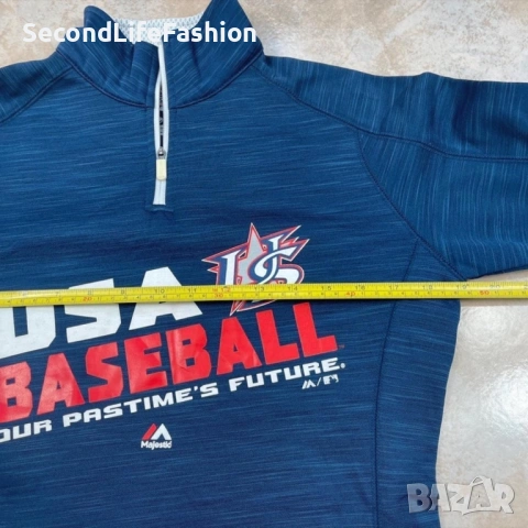 Дамска спортна блуза Majestic с 1/4 цип тъмносиньо размер S, снимка 4 - Блузи с дълъг ръкав и пуловери - 53155677