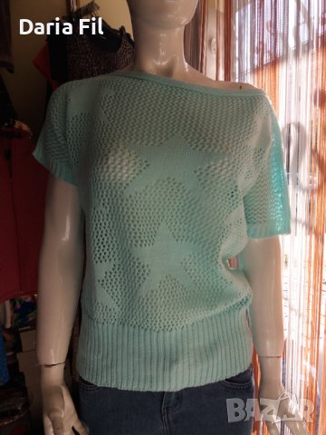 Пуловерче без ръкави в цвят мента, снимка 1 - Блузи с дълъг ръкав и пуловери - 38562622