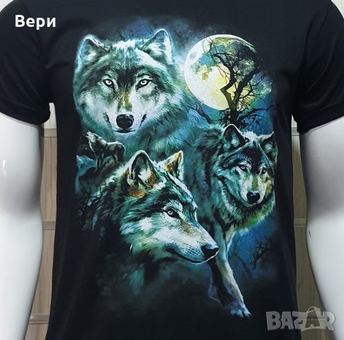 Нова мъжка тениска с дигитален печат Вълци, пълнолуние, Серия вълци, снимка 11 - Тениски - 29040473
