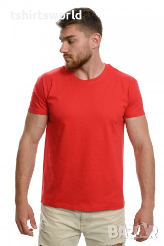 Нова мъжка изчистена тениска в червен цвят, снимка 3 - Тениски - 37670549