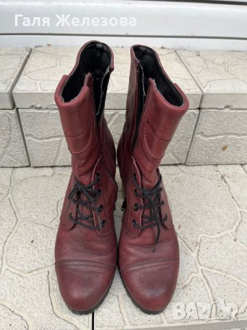 Естествена кожа в бордо, снимка 2 - Дамски боти - 43003337
