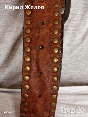 Винтидж естествена кожа дамски колан с капси и декоративни елементи 46940, снимка 6 - Колани - 51893138