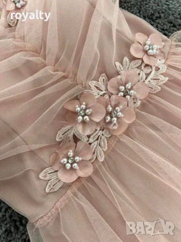 Рокля с тюл в цвят пепел от рози, снимка 3 - Рокли - 50414497