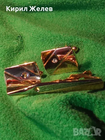 ЛУКСОЗЕН ВИНТИДЖ СТИЛ ПОЗЛАТЕН КОМПЛЕКТ БУТОНЕЛИ и ИГЛА за ВРАТОВРЪЗКА с ФАСЕТИРАНИ ЦИРКОНИ 19563, снимка 15 - Бижутерийни комплекти - 46774744