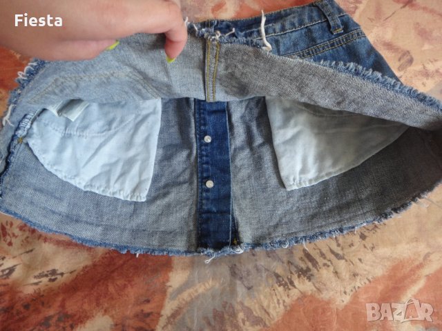 Дънкова пола отпред с копчета, снимка 3 - Поли - 27587384