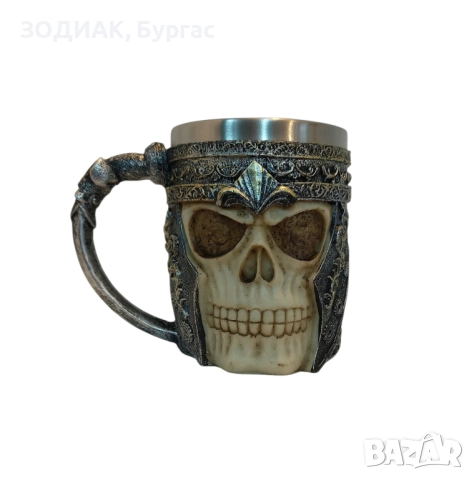 Стоманена ЧАША с декорация / ЧЕРЕП