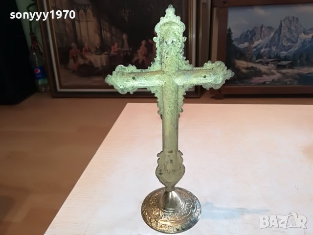 ✅MASSIV MESSING-КРЪСТ МЕД/МЕСИНГ-ВНОС SWISS 091022, снимка 7 - Антикварни и старинни предмети - 38271745