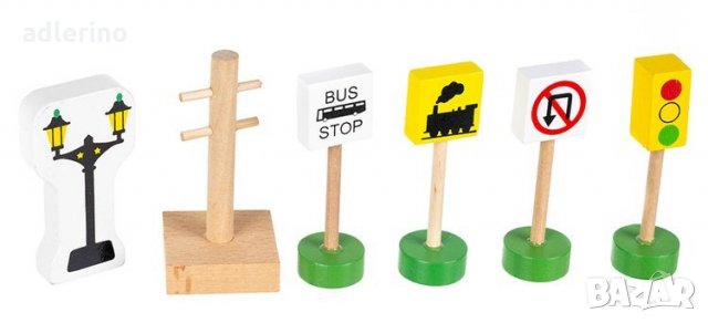  Дървена железопътна линия - 89 елемента Ново, снимка 15 - Коли, камиони, мотори, писти - 34159391