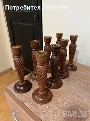 Дървен свещник, комплект от два броя, снимка 5 - Други - 52108793