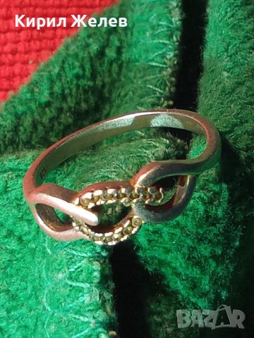 СТИЛЕН АЖУРЕН ВИНТИДЖ АРТ СРЕБЪРЕН СКЪПОЦЕНЕН ПРЪСТЕН СРЕБРО 925 АНГЛИЯ с ФАСЕТ ЦИРКОНЧЕТА 40163