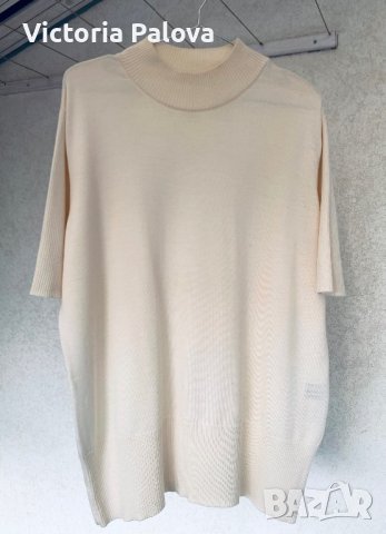 Блуза екрю полуполо 100% гладък меринос, снимка 3 - Блузи с дълъг ръкав и пуловери - 43829457