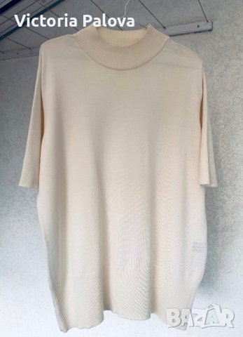 Блуза екрю полуполо 100% гладък меринос, снимка 3 - Блузи с дълъг ръкав и пуловери - 43829457
