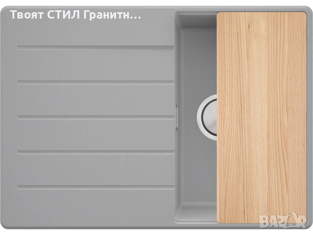 Сив кухненска мивка от гранит Копенхаген 40 Top 700х500, снимка 8 - Мивки - 50860918