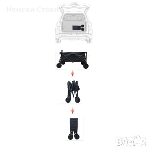 Немска градинска сгъваема ръчна количка, до 100кг , снимка 5 - Градински мебели, декорация  - 52915224