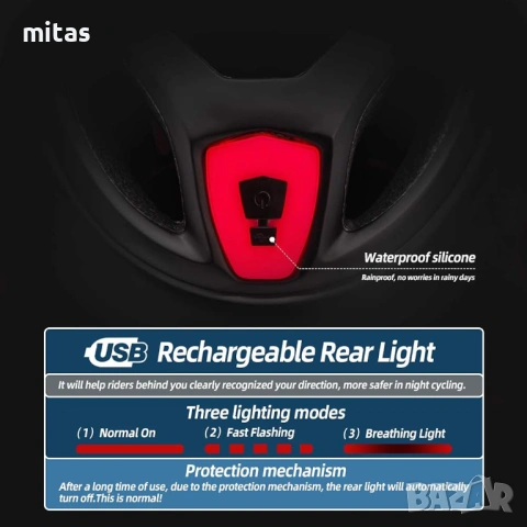 Вело каска + магнитни очила + LED светлина MARTAR, Сертифицирана, M/L, снимка 11 - Аксесоари за велосипеди - 53122260