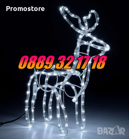 Коледен светещ елен, коледна украса, топла бяла светлина, снимка 5 - Декорация за дома - 52428729