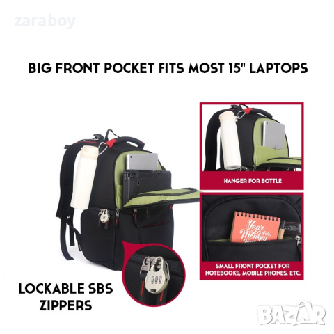 Нова раница за DSLR фотоапарат, обективи и лаптоп CAREELL C3056, снимка 3 - Чанти, стативи, аксесоари - 36559494