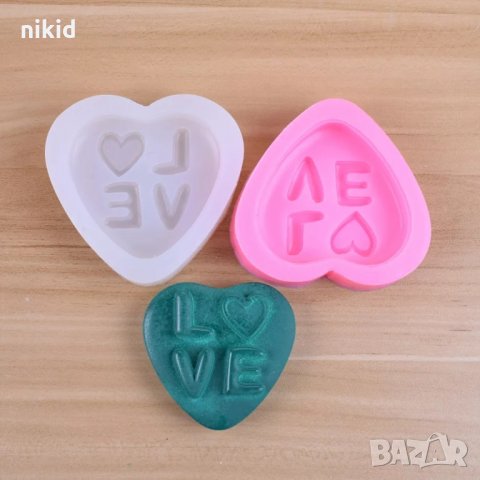 Love ❤ Сърце надпис голямо силиконов молд форма фондан шоколад гипс сапун декор, снимка 2 - Форми - 33512595