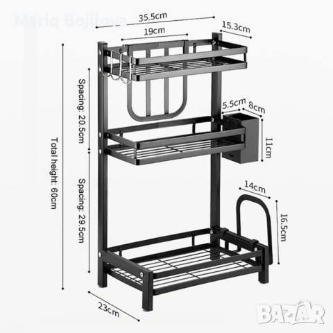 Мултифункционален стелаж за подправки 3 нива, снимка 5 - Аксесоари за кухня - 53574687