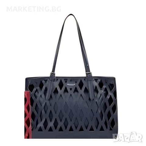 Дамска чанта с вътрешен несесер и решетъчен дизайн, снимка 5 - Чанти - 50469641