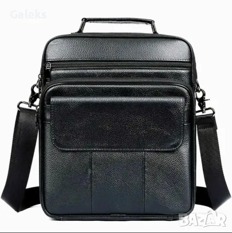 Много Голяма и Функционална Мъжка кожена чанта / Черна естествена кожа!, снимка 2 - Чанти - 50303102