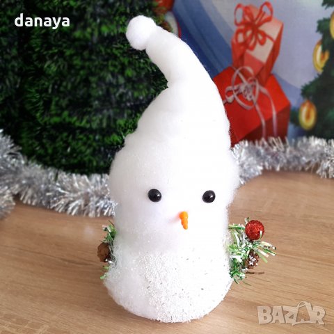 Коледна украса снежен човек с дълга пухена шапка коледни играчки, снимка 4 - Декорация за дома - 26796938