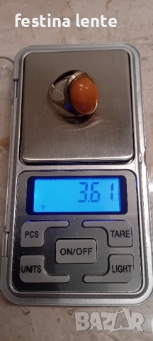 Стар руски сребърен пръстен с кехлибар, снимка 7 - Пръстени - 52405507