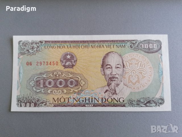 Банкнота - Виетнам - 1000 донги UNC | 1988г., снимка 1 - Нумизматика и бонистика - 40140244