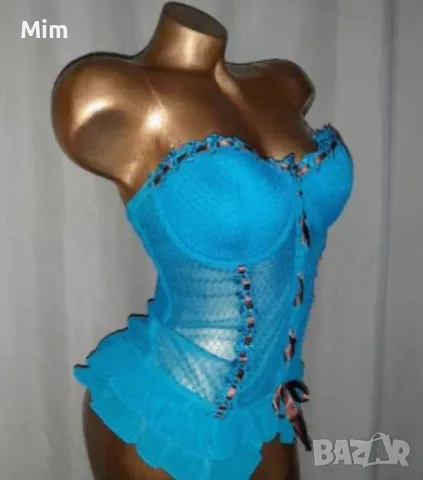 80 С Син дантелен корсет , снимка 2 - Корсети, бюстиета, топове - 49428609