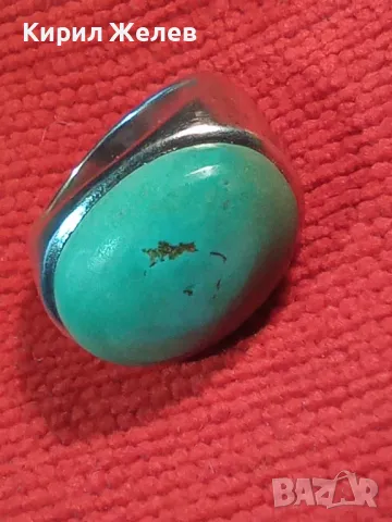 ШАРМАНТЕН ТЮРКОАЗЕН СРЕБЪРЕН ПРЪСТЕН СРЕБРО 925 ЮВЕЛИРНА ВИНТИДЖ АРТ ИЗРАБОТКА 49310, снимка 16 - Пръстени - 49275215
