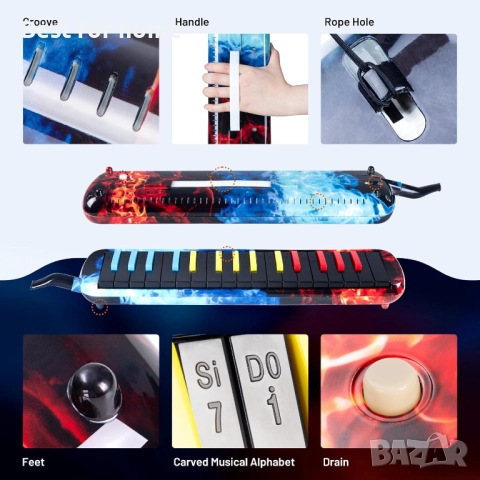 CAHAYA Melodica 32 клавиша, двоен тръбен мундщук, въздушно пиано, снимка 6 - Други - 51823075