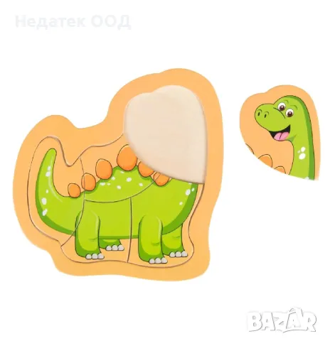 Дървен пъзел с Динозавър, 5 бр., снимка 2 - Образователни игри - 49368404