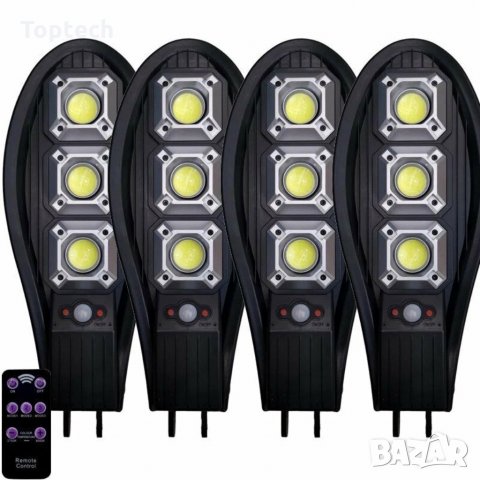 4бр. Соларна LED Лампа 600W IP65 + стойки за монтаж и дистанционни, снимка 1
