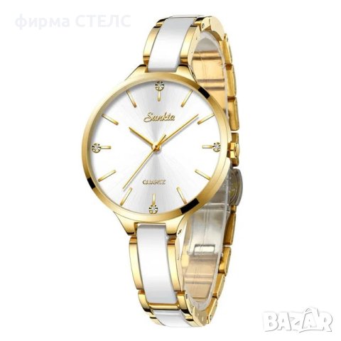 Дамски часовник Lige Ceramic Watch, Бял/Златист, снимка 1 - Дамски - 44042243